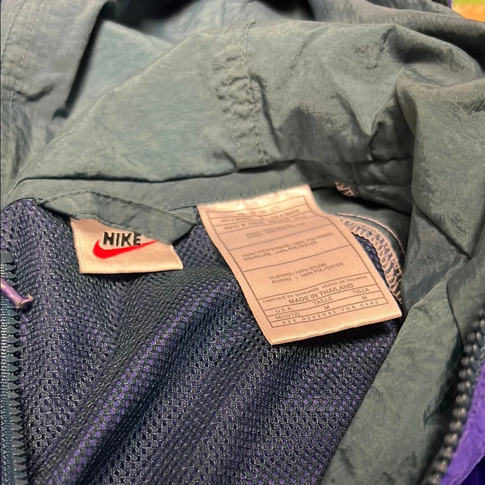 Vintage 90s Nike Blue & Green Windbreaker Rain Jacket Women's Size Medium